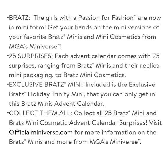 MGA's miniverse Mini Bratz Series 1 Advent Calendar 25 Surprises! - Picture 9 of 9